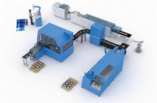 In addition to the Vareo perfect binder, as a world premiere at the Hunkeler Innovationdays, Hunkeler’s roll-to-stack line will be connected to Connex